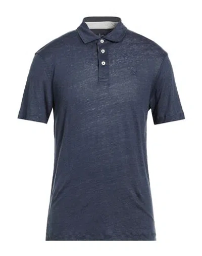 Hackett Man Polo Shirt Navy Size Xxl Linen In Blue