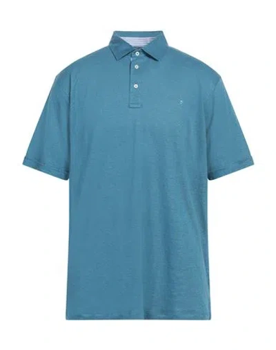Hackett Man Polo Shirt Pastel Blue Size Xl Linen