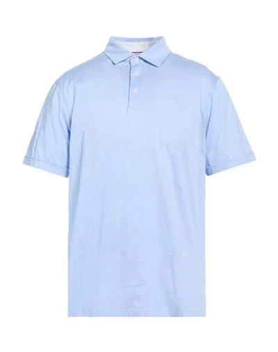 Hackett Man Polo Shirt Sky Blue Size L Cotton In Pattern