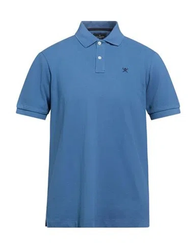 Hackett Man Polo Shirt Slate Blue Size 3xl Cotton