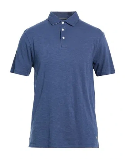 Hackett Man Polo Shirt Slate Blue Size M Cotton, Linen