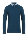 Hackett Man Polo Shirt Slate Blue Size Xxl Cotton In Blue