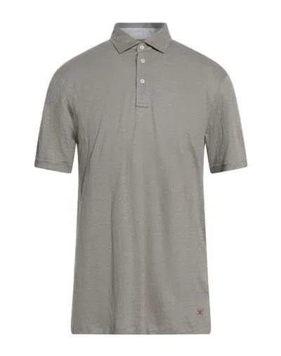 Hackett Man Polo Shirt Taupe Size Xl Linen In Gray
