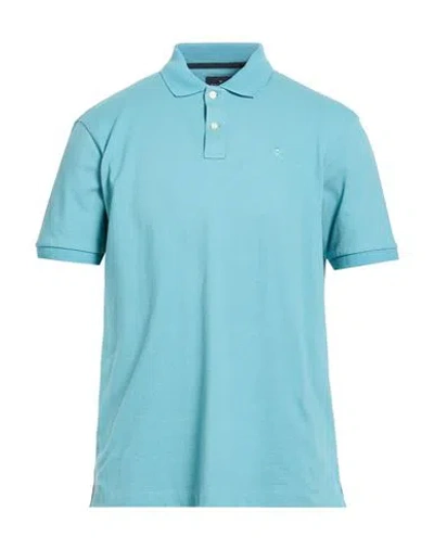 Hackett Man Polo Shirt Turquoise Size Xl Cotton In Blue