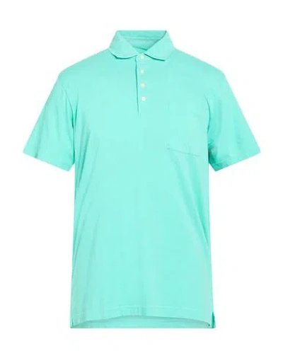 Hackett Man Polo Shirt Turquoise Size Xl Cotton In Blue