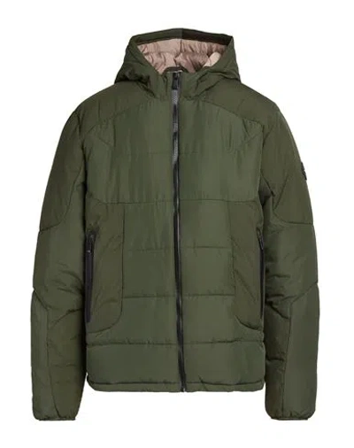 Hackett Man Puffer Dark Green Size Xs Polyester In Gray