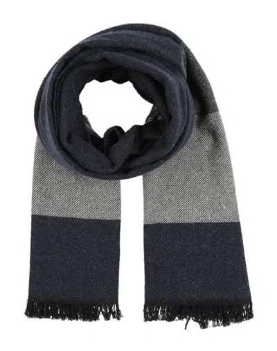Hackett Man Scarf Navy Size - Cotton, Wool, Polyamide, Silk In Blue
