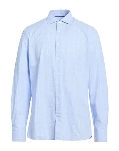 Hackett Man Shirt Azure Size Xl Cotton, Linen In Blue