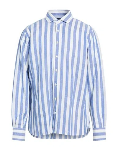 Hackett Man Shirt Azure Size Xl Linen, Cotton In Multi