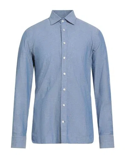 Hackett Man Shirt Blue Size M Cotton