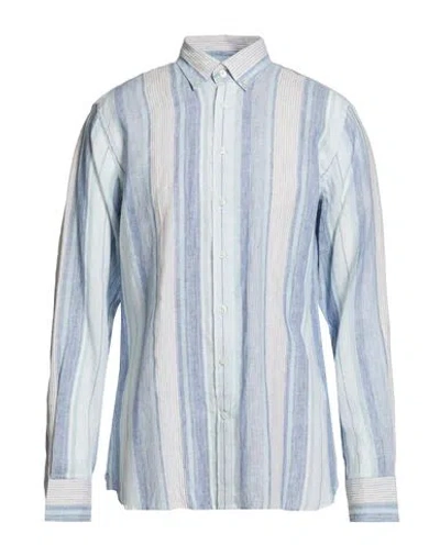Hackett Man Shirt Blue Size Xxl Linen