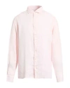 Hackett Man Shirt Blush Size Xl Linen In Pink