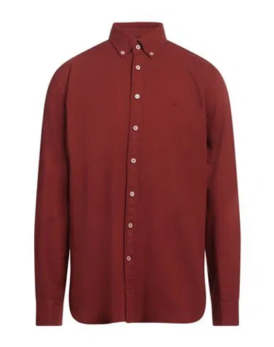 Hackett Man Shirt Brick Size Xl Cotton In Red