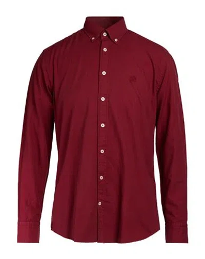 Hackett Man Shirt Burgundy Size S Cotton In Red