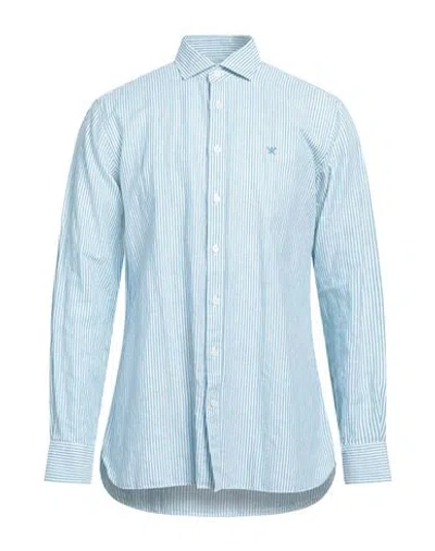 Hackett Man Shirt Deep Teal Size Xl Linen, Cotton In Green