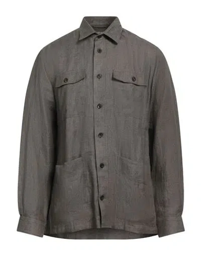 Hackett Man Shirt Grey Size Xl Linen