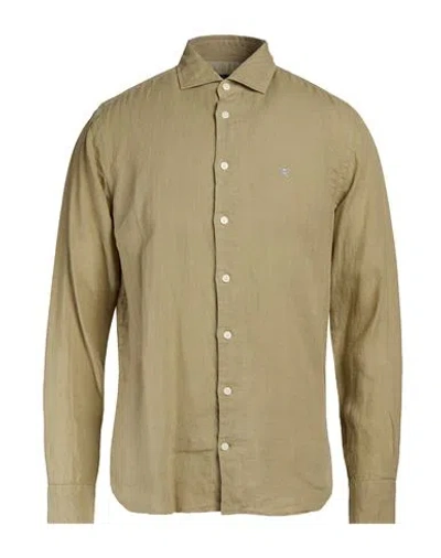 Hackett Man Shirt Khaki Size S Linen In Nude