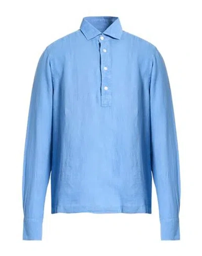 Hackett Man Shirt Light Blue Size M Linen