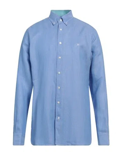 Hackett Man Shirt Light Blue Size Xxl Linen