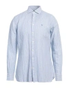 Hackett Man Shirt Light Blue Size Xxl Linen, Cotton In Blue