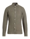 Hackett Man Shirt Military Green Size S Linen In Gray