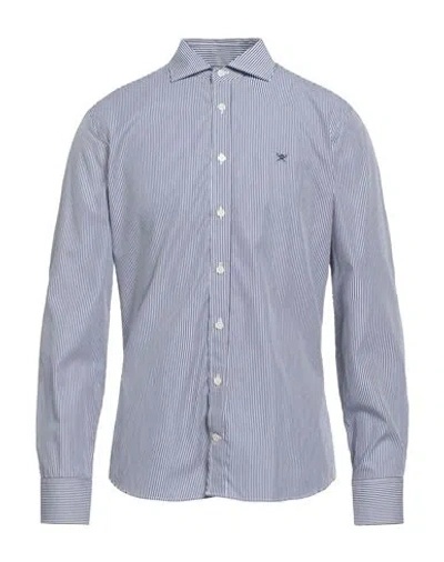 Hackett Man Shirt Navy Size M Cotton In Blue