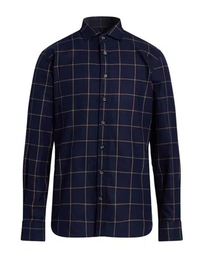 Hackett Man Shirt Navy Size M Cotton In Blue