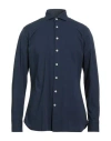 Hackett Man Shirt Navy Size M Cotton, Elastane In Blue