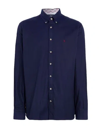 Hackett Man Shirt Navy Size Xxl Cotton In Blue