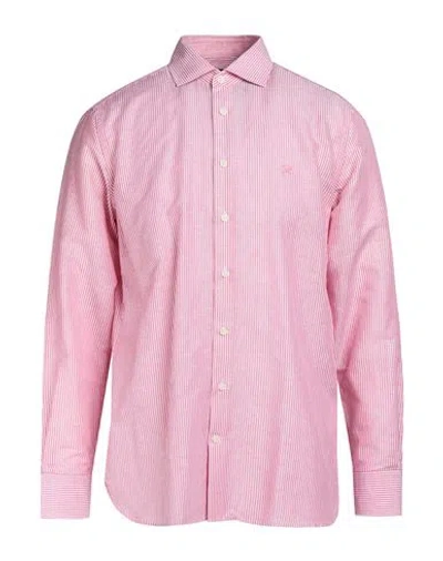 Hackett Man Shirt Pink Size S Linen, Cotton