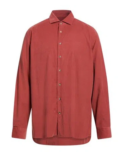 Hackett Man Shirt Rust Size Xl Cotton In Red