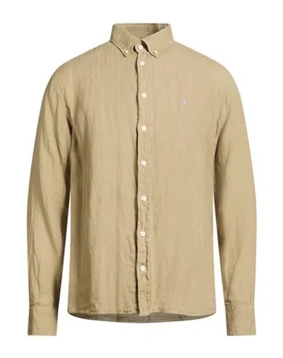 Hackett Man Shirt Sage Green Size L Linen In Neutral