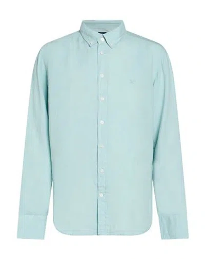 Hackett Man Shirt Sky Blue Size S Linen