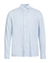 Hackett Mens Sky Blue Oxford Embroidered-logo Cotton Shirt