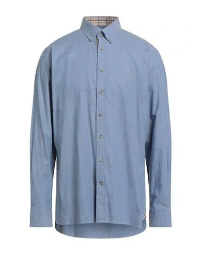 Hackett Man Shirt Slate Blue Size 3xl Cotton