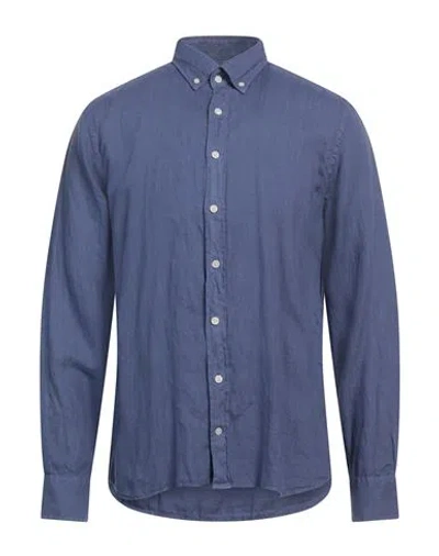Hackett Man Shirt Slate Blue Size L Linen