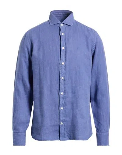 Hackett Man Shirt Slate Blue Size M Linen