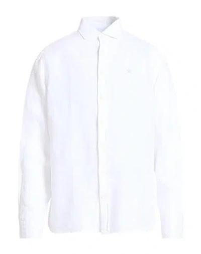 Hackett Man Shirt White Size Xxl Linen In Multi