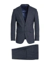 Hackett Man Suit Slate Blue Size 36 Linen, Polyester, Elastane In Blue