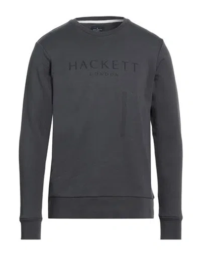 Hackett Man Sweatshirt Charcoal Size M Cotton In Black