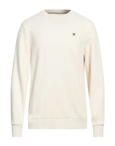 Hackett Man Sweatshirt Cream Size L Cotton In White