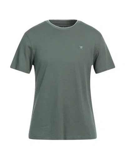 Hackett Man T-shirt Military Green Size M Cotton, Lyocell, Elastane In Green