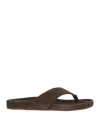 Hackett Man Thong Sandal Dark Brown Size 8 Leather In Brown