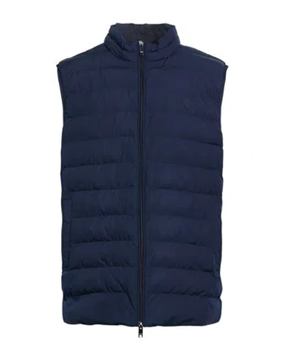 Hackett Man Vest Navy Size Xxl Polyester In Blue