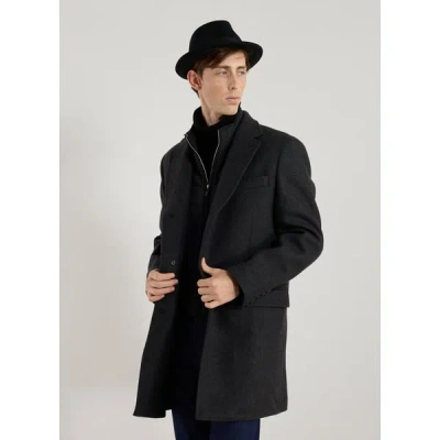 Hackett Manteau Droit Deux-en-un En Laine Et Cachemire Mélangés In Black