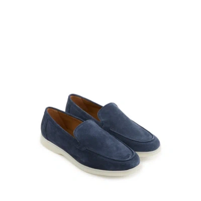 Hackett Martin Signature Leather Loafers In Blue