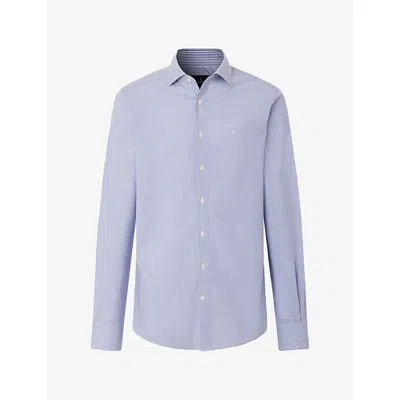 Hackett Mens Bengal Tailored-fit Stretch-cotton Shirt Navy