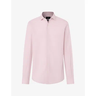 Hackett Mens Bengal Tailored-fit Stretch-cotton Shirt Petal Pink Xxl