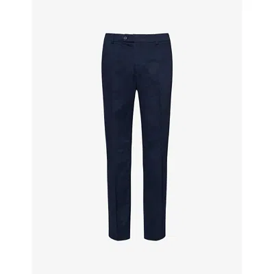 Hackett Mens Chino Kensington Two-slip-pockets Stretch-cotton Trousers Navy Blazer