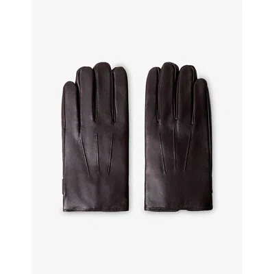 Hackett Mens Commuter Leather Touchscreen Gloves Brown